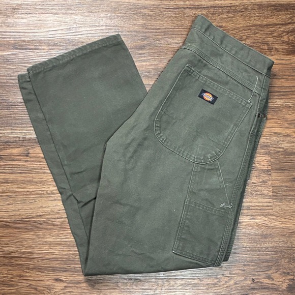 Dickies Other - Dickies 1939 Carpenter Pants Mens 34x32 Rinsed Moss Green Duck Canvas Workwear